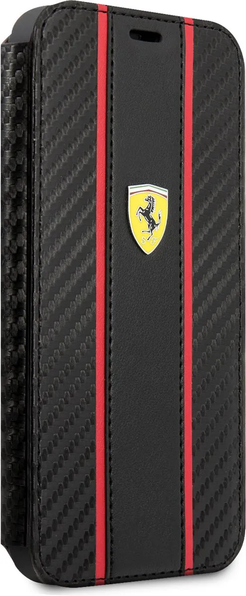 Ferrari iPhone 13 Mini Hoesje - Smooth Tire Stripe - 2 Pasjes - Zwart