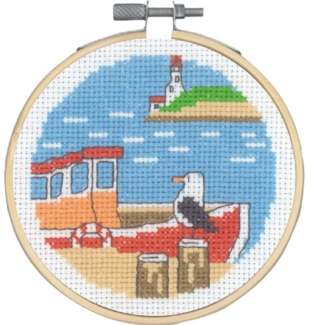 Borduurpakket boot aan de pier van Permin 13-1422 incl borduurring