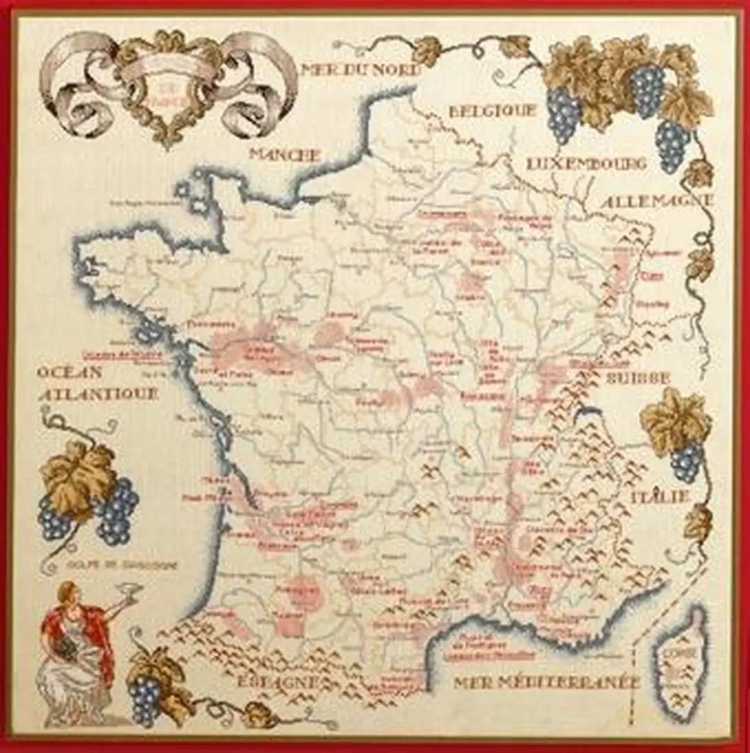 borduurpakket 70-9320 wijnkaart van frankrijk
