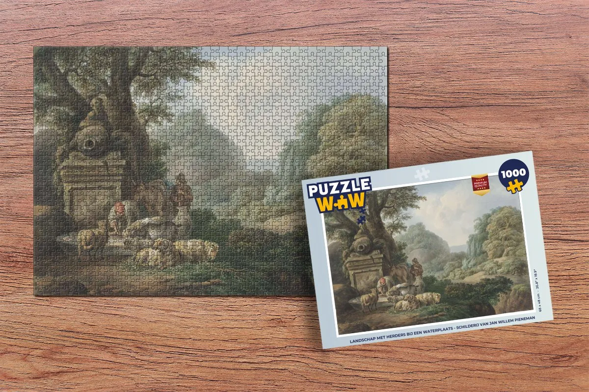 PuzzleWow Landschap met Herders Puzzel 1000 Stuks - Multicolor