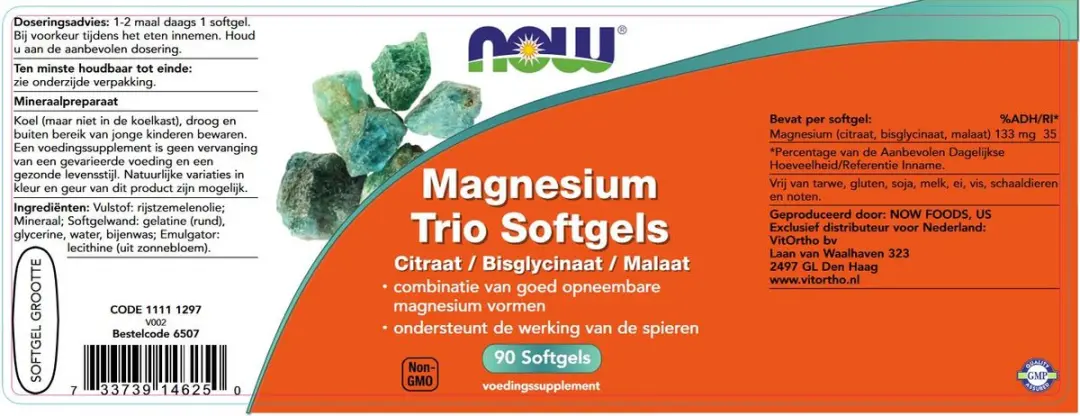 Now Foods Magnesium Trio Softgels 90 Stuks