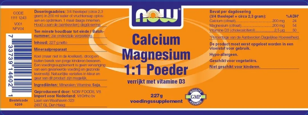 Now Foods Calcium & Magnesium 1:1 Poeder