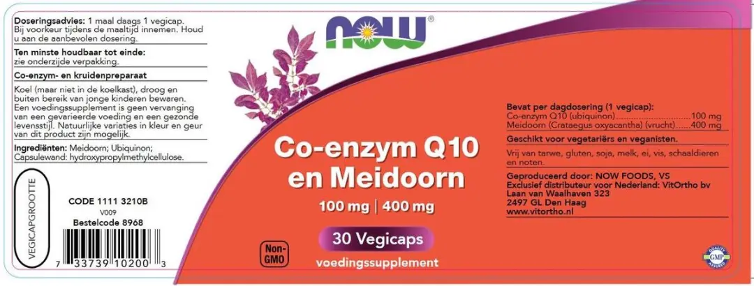 Now Foods Co-Enzym Q10 Meidoorn 30 Vegicaps - afbeelding 2 van 6
