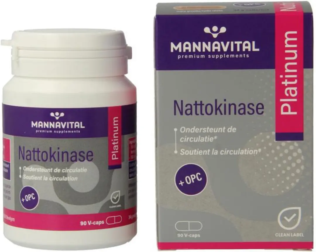 Mannavital Nattokinase 90 Vegetarische Capsules - 90mg - afbeelding 2 van 3