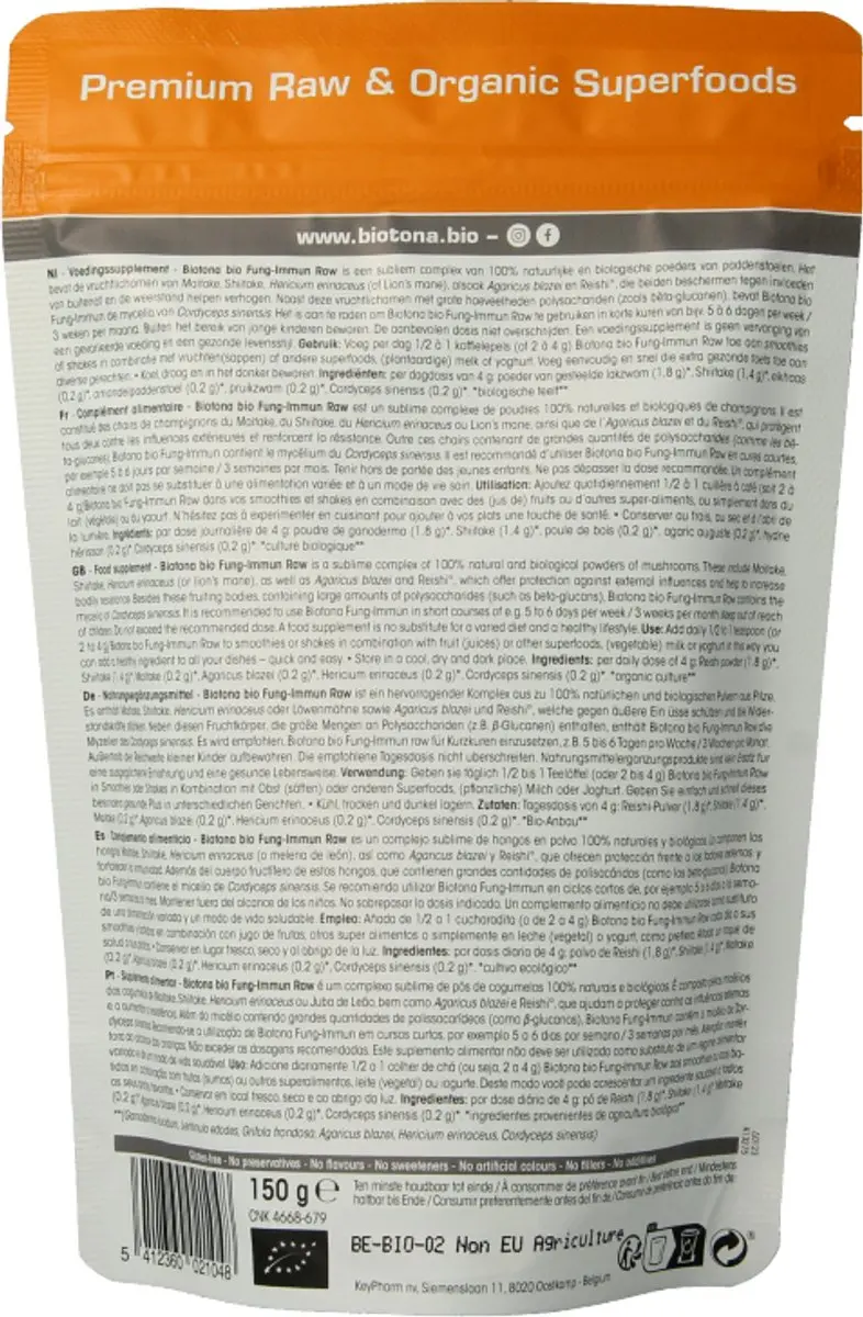 Biotona Fung Immuun Raw Powder 150g - afbeelding 2 van 3