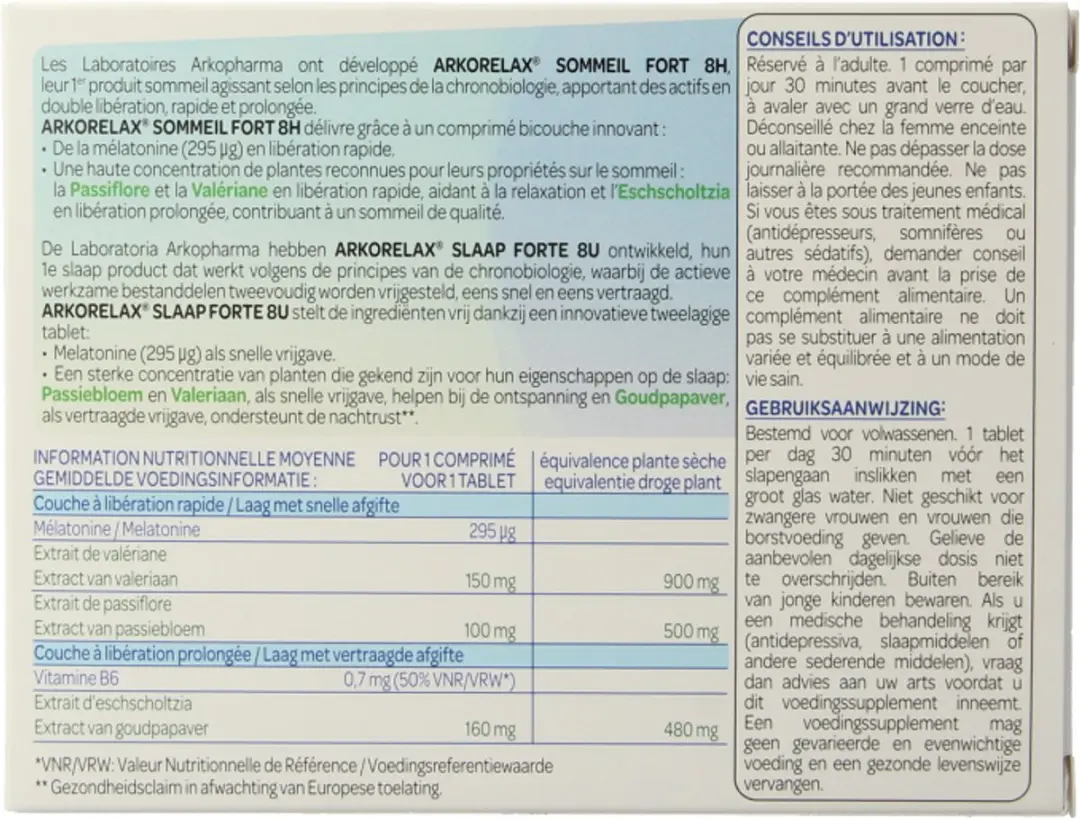 Arkopharma Arkorelax Slaap Forte 30 Tabletten - afbeelding 4 van 6