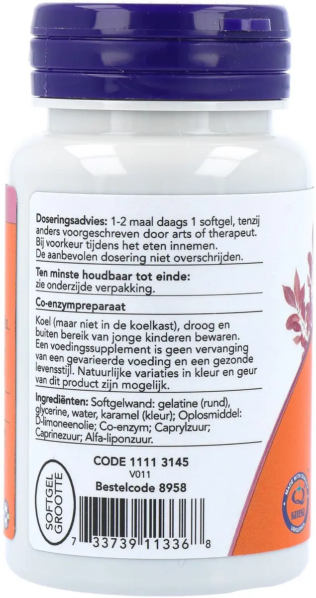Now Foods Ubiquinol COQH-CF 50mg - 60 Capsules - afbeelding 3 van 6