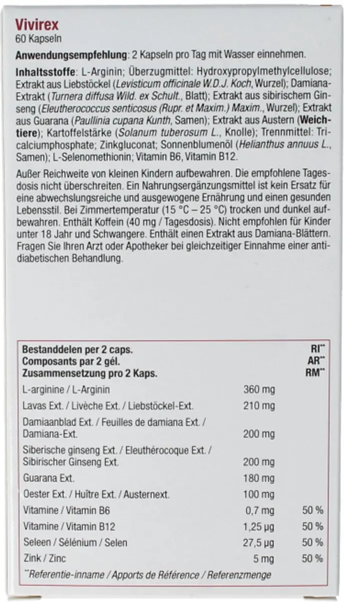 Fytostar Vivirex Libido Capsules 60 Stuks