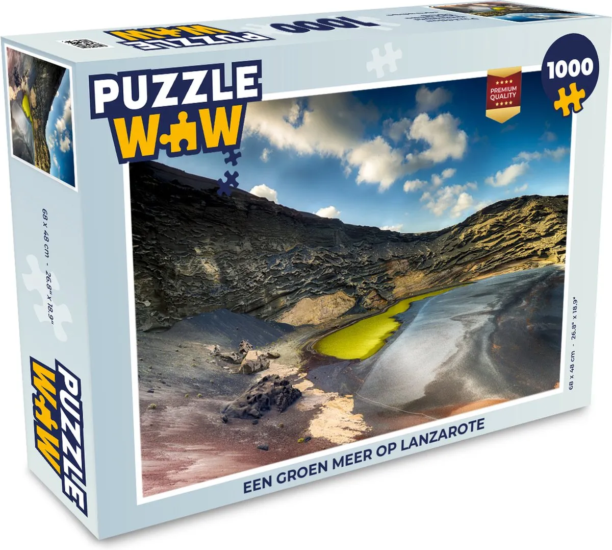 PuzzleWow Legpuzzel Een groen meer op Lanzarote 1000 Stuks - Multicolor