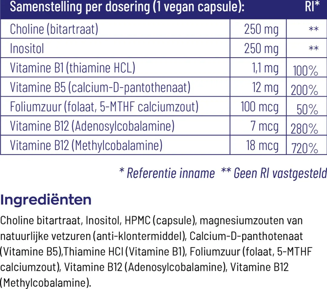 Vitakruid Choline Complex 90 Vegetarische Capsules - afbeelding 5 van 6