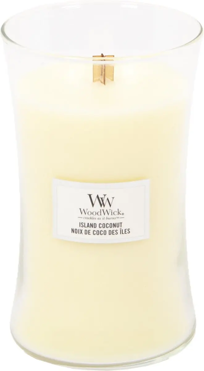 Woodwick Hourglass Geurkaars Island Coconut 130 uur - Wit - afbeelding 4 van 6