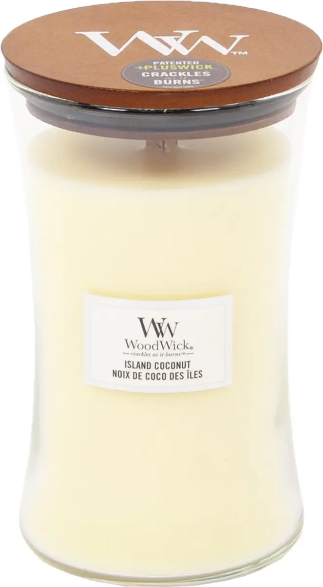 Woodwick Hourglass Geurkaars Island Coconut 130 uur - Wit - afbeelding 5 van 6