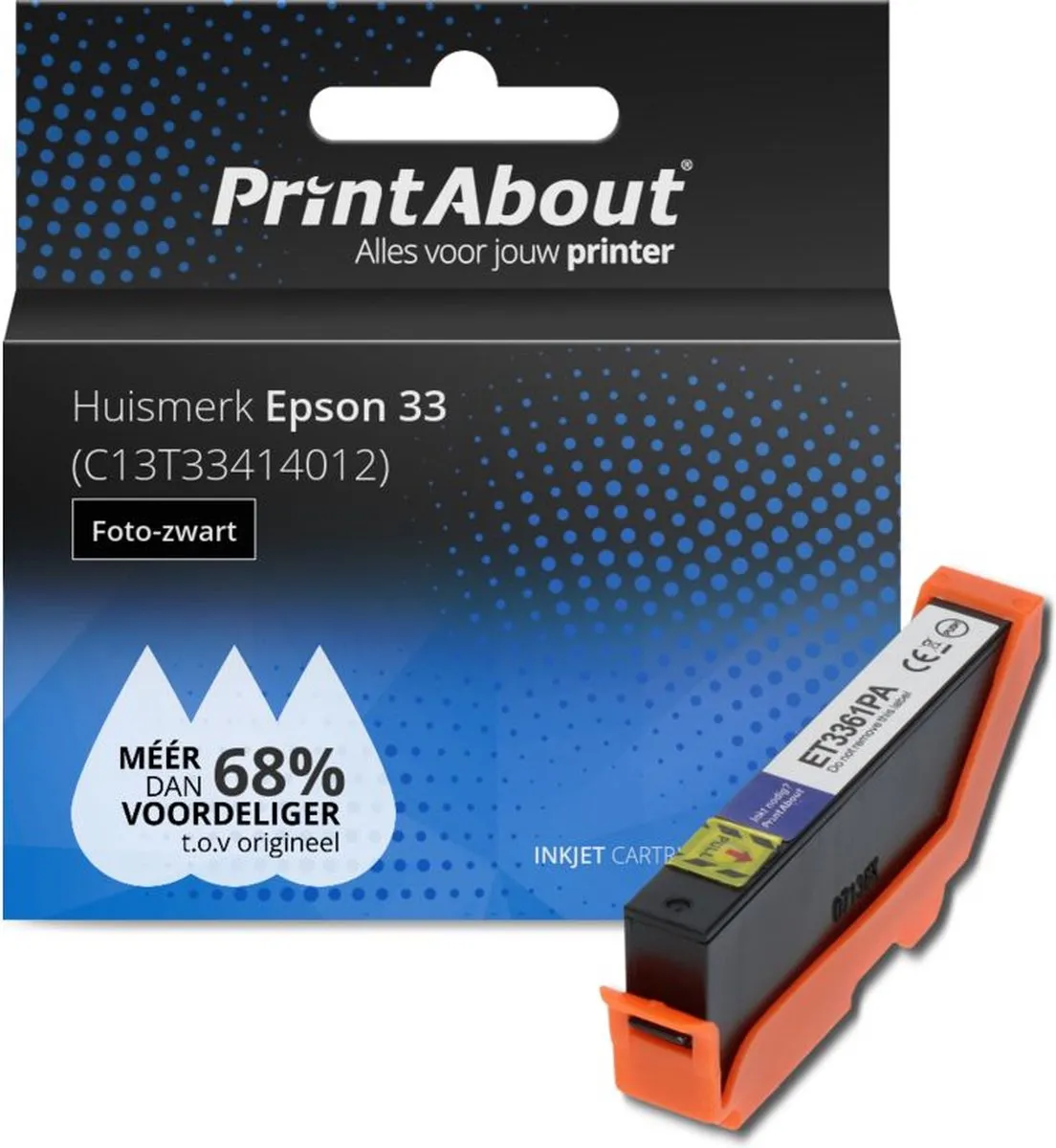 PrintAbout Epson 33 C13T33414012 Inktcartridge Foto-zwart