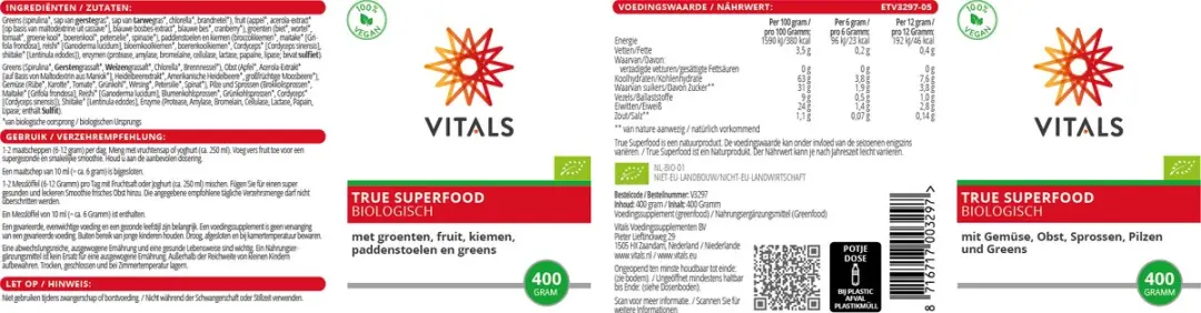 Vitals True Superfood Biologisch 400g - afbeelding 3 van 6