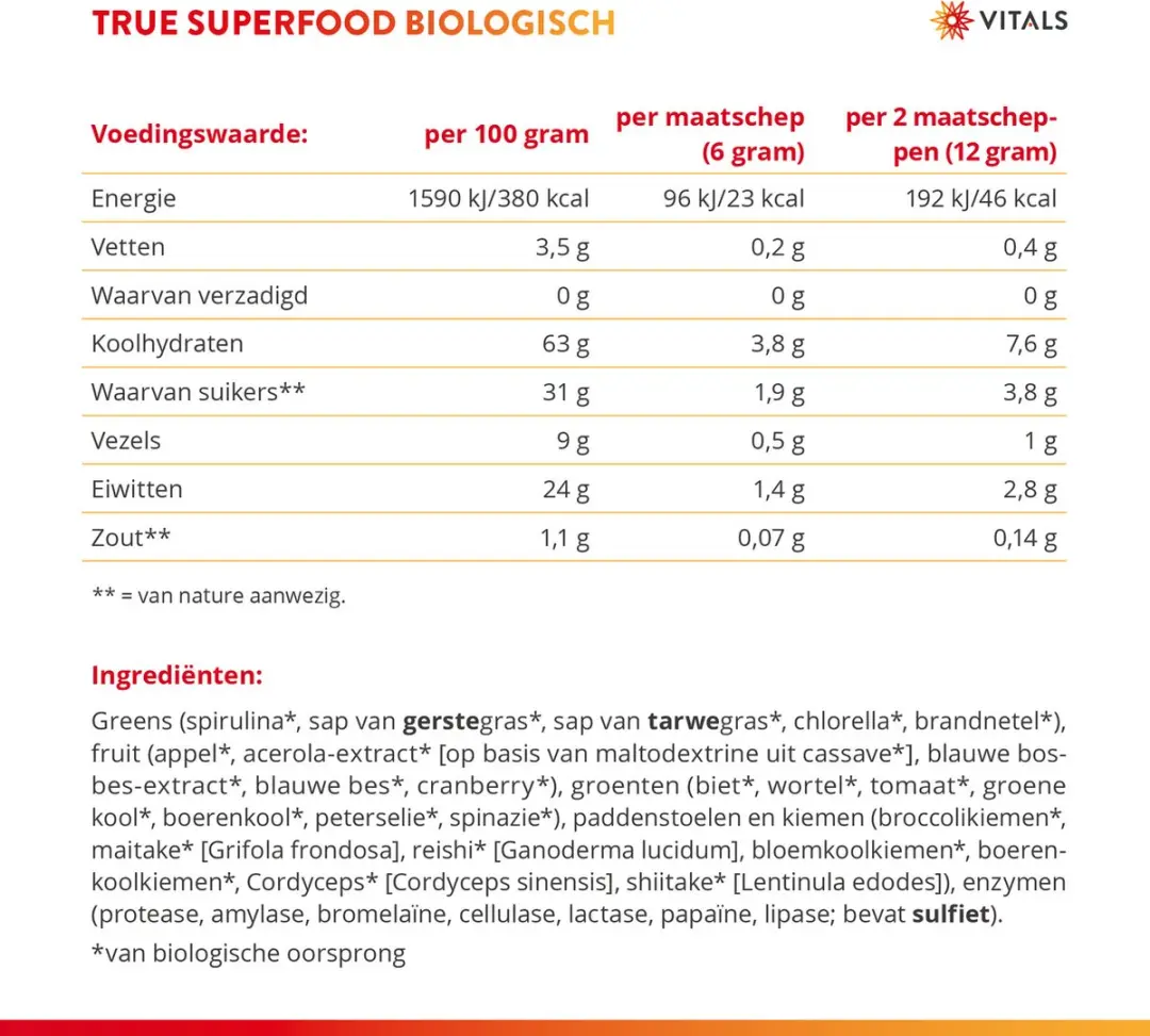 Vitals True Superfood Biologisch 400g - afbeelding 6 van 6