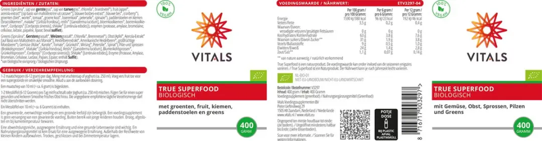 Vitals True Superfood Biologisch 400g - afbeelding 2 van 6
