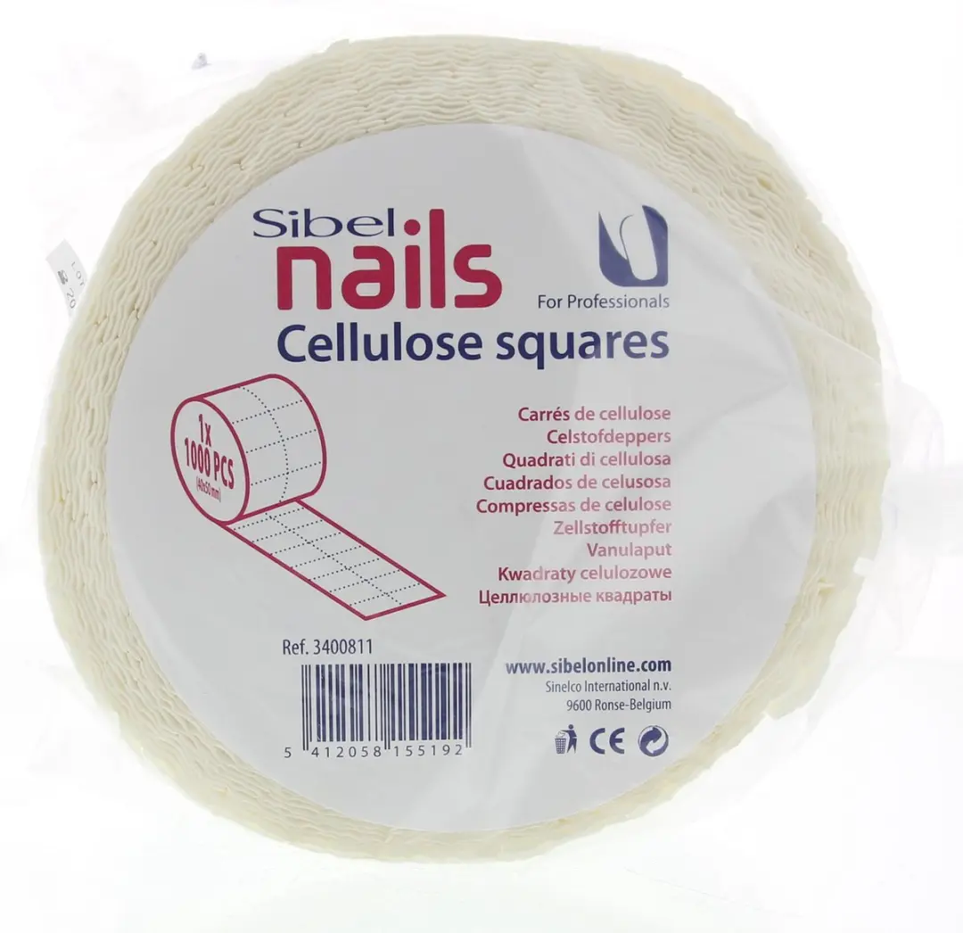 Sibel Nails Hygiene Cellulose Squares 1000 Stuks - 3-laags - Wit - afbeelding 2 van 4