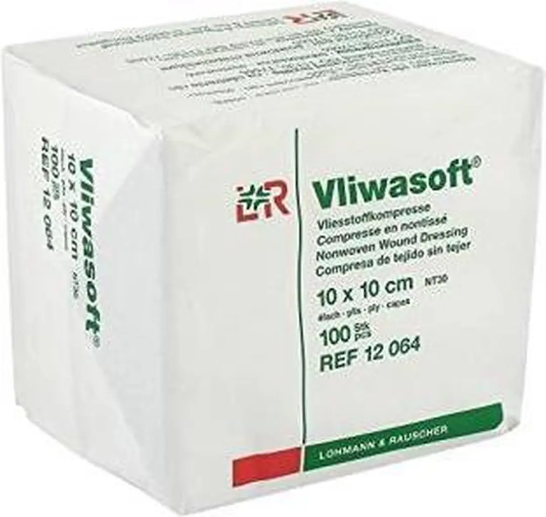 Lohmann & Rauscher Vliwasoft Vlieskompres 10x10cm - 4-laags - 100 Stuks - afbeelding 6 van 6