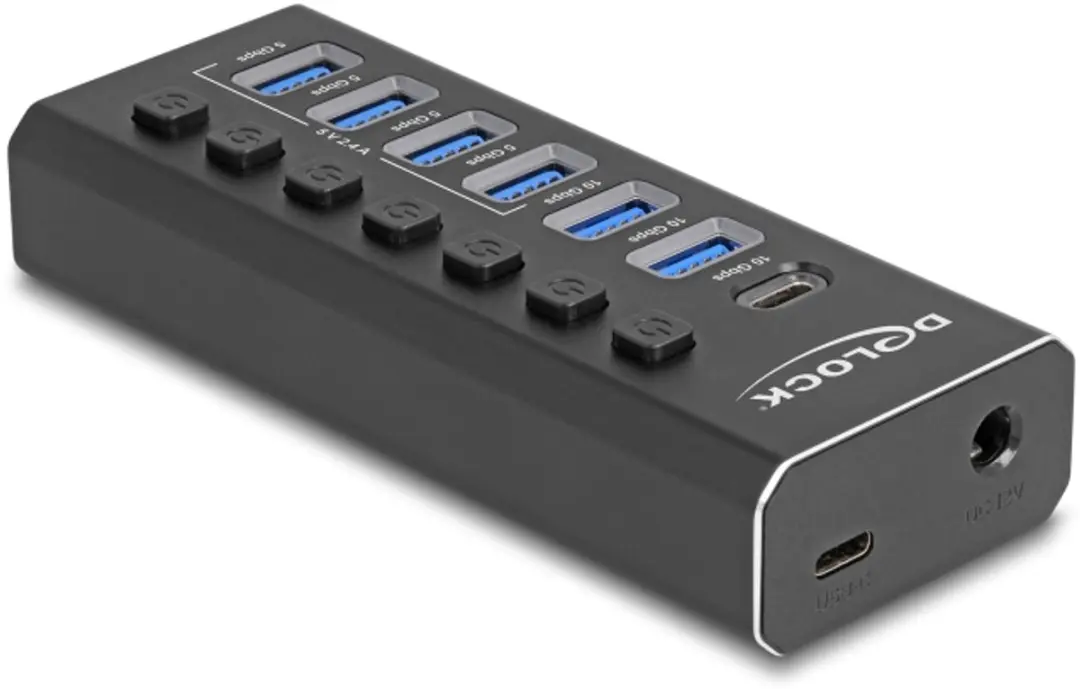 Delock 7 Port USB Hub with 4 Ports 10 Gbps and 4 Fast Charging Ports with Switch