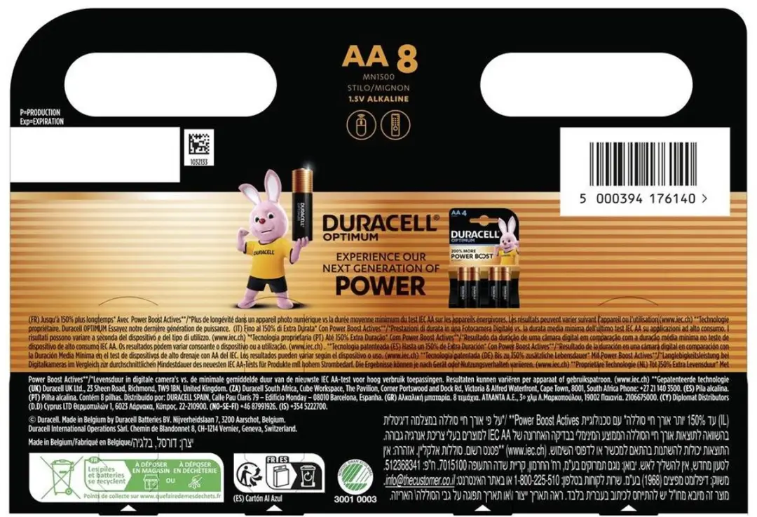 Duracell Alkaline AA Batterijen - 8 Stuks