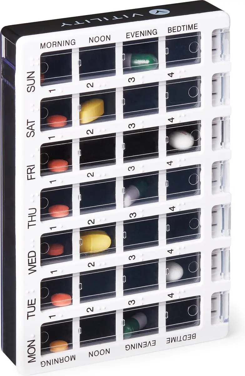 Vitility Medicijncassette Week Pillendoosje - 4 Vakjes - afbeelding 3 van 6