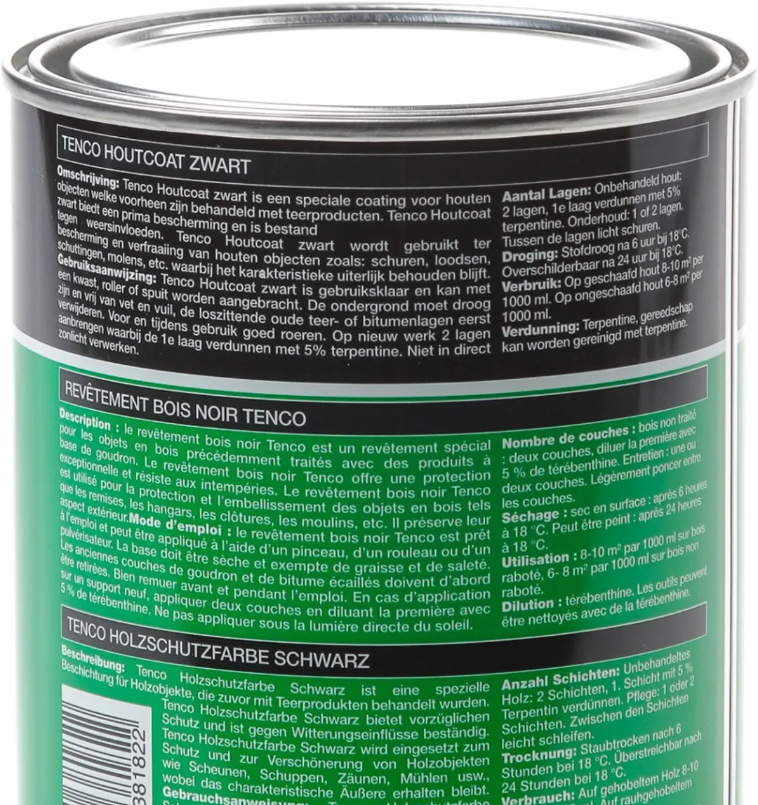 Tenco Houtcoating Zwart 1L - afbeelding 3 van 6