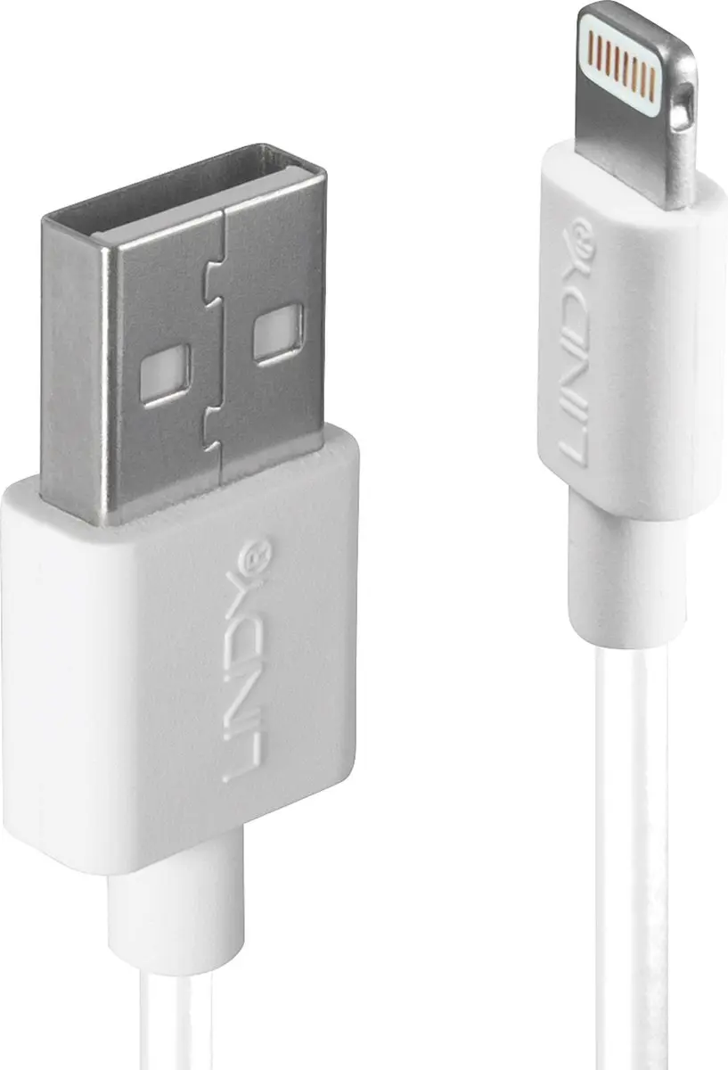 Lindy 31326 USB 2.0 Kabel - USB-A naar Lightning 1m - Wit - afbeelding 5 van 6