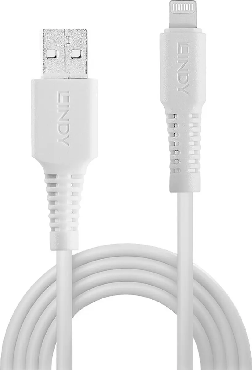 Lindy 31326 USB 2.0 Kabel - USB-A naar Lightning 1m - Wit - afbeelding 3 van 6