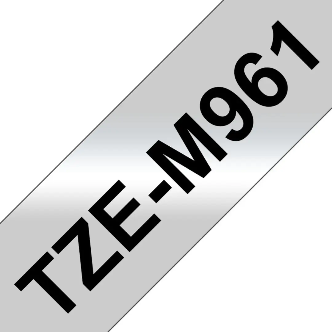 Brother TZEM961 Matt Laminaat Labeltape 36mm - Zwart/Zilver - afbeelding 2 van 6