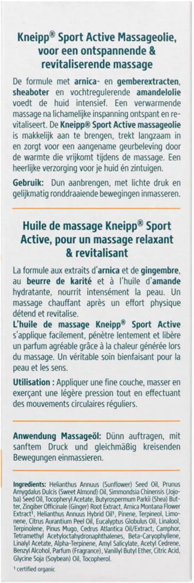 Kneipp Massageolie Arnica Active 100ml