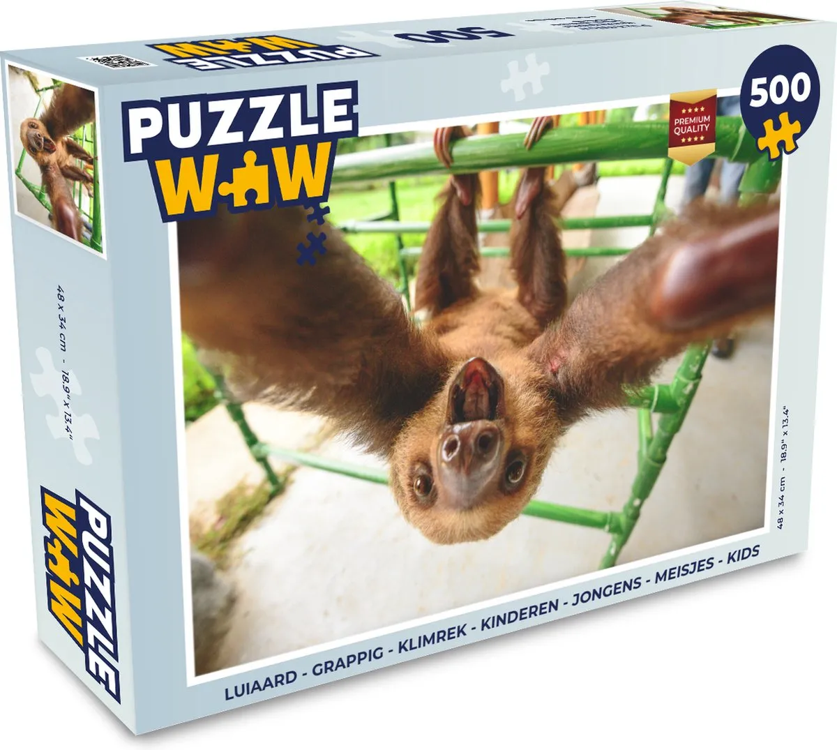PuzzleWow Luiaard Klimrek Puzzel 500 Stuks - Multicolor