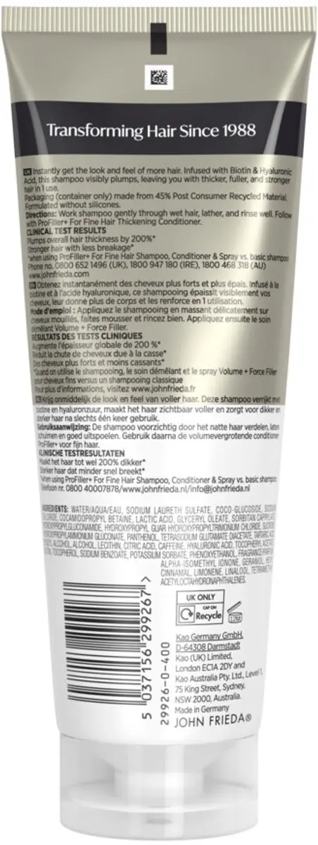 John Frieda PROfiller+ Verdikkende Shampoo 250ml