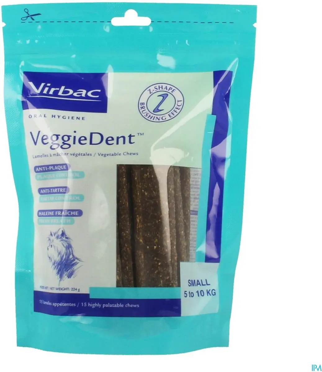 Virbac VeggieDent Kauwstrips Hond tot 10 kg - 15 Stuks
