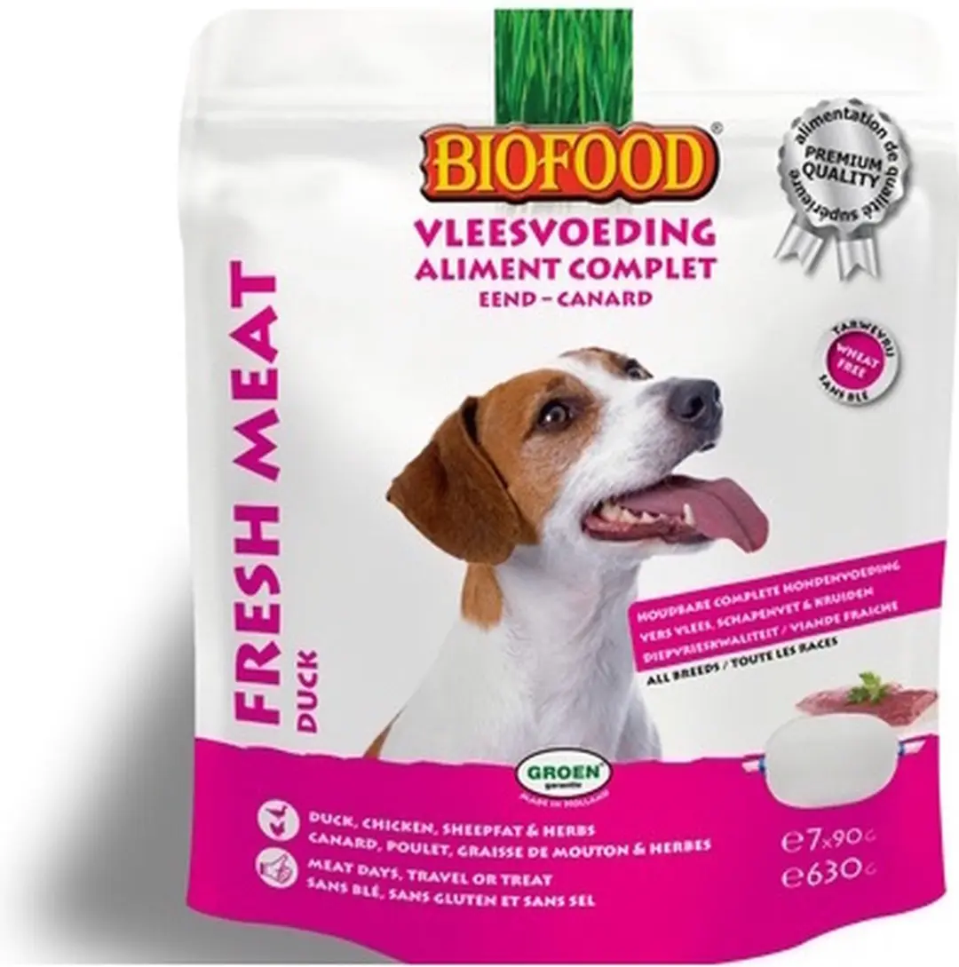 BF Petfood Biofood Vleesvoeding Eend 630g - 7 Stuks