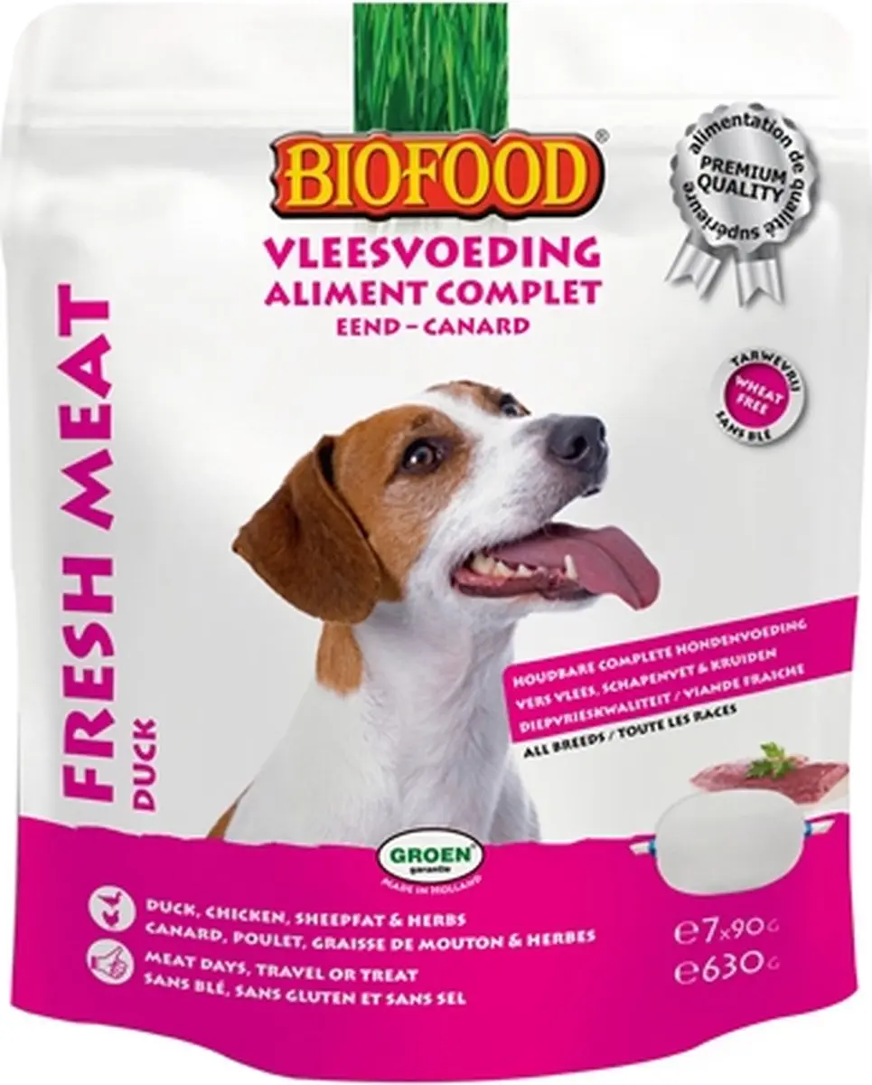 BF Petfood Biofood Vleesvoeding Eend 630g - 7 Stuks