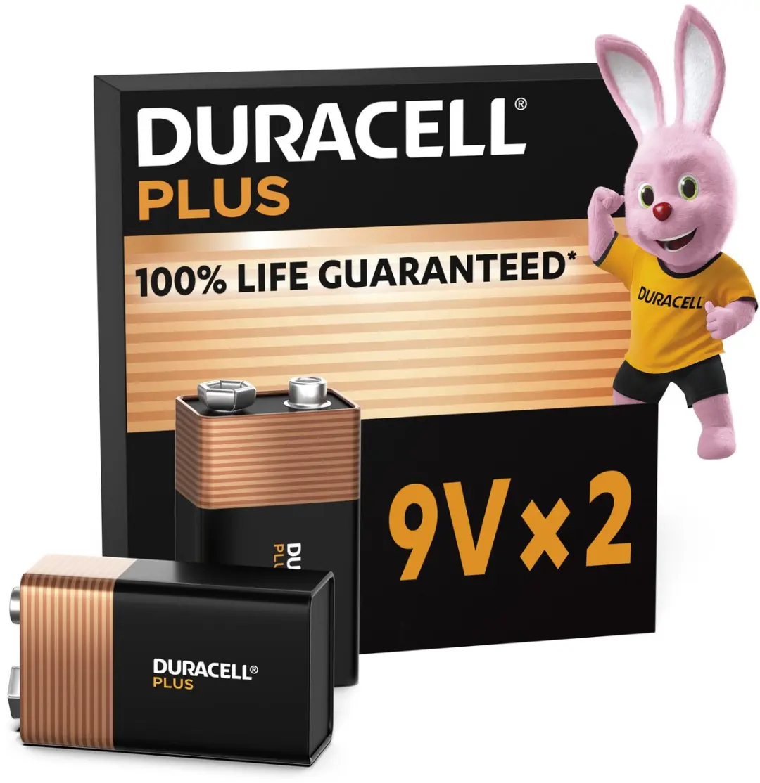 Duracell Plus 9V Alkaline Batterijen 2 Stuks