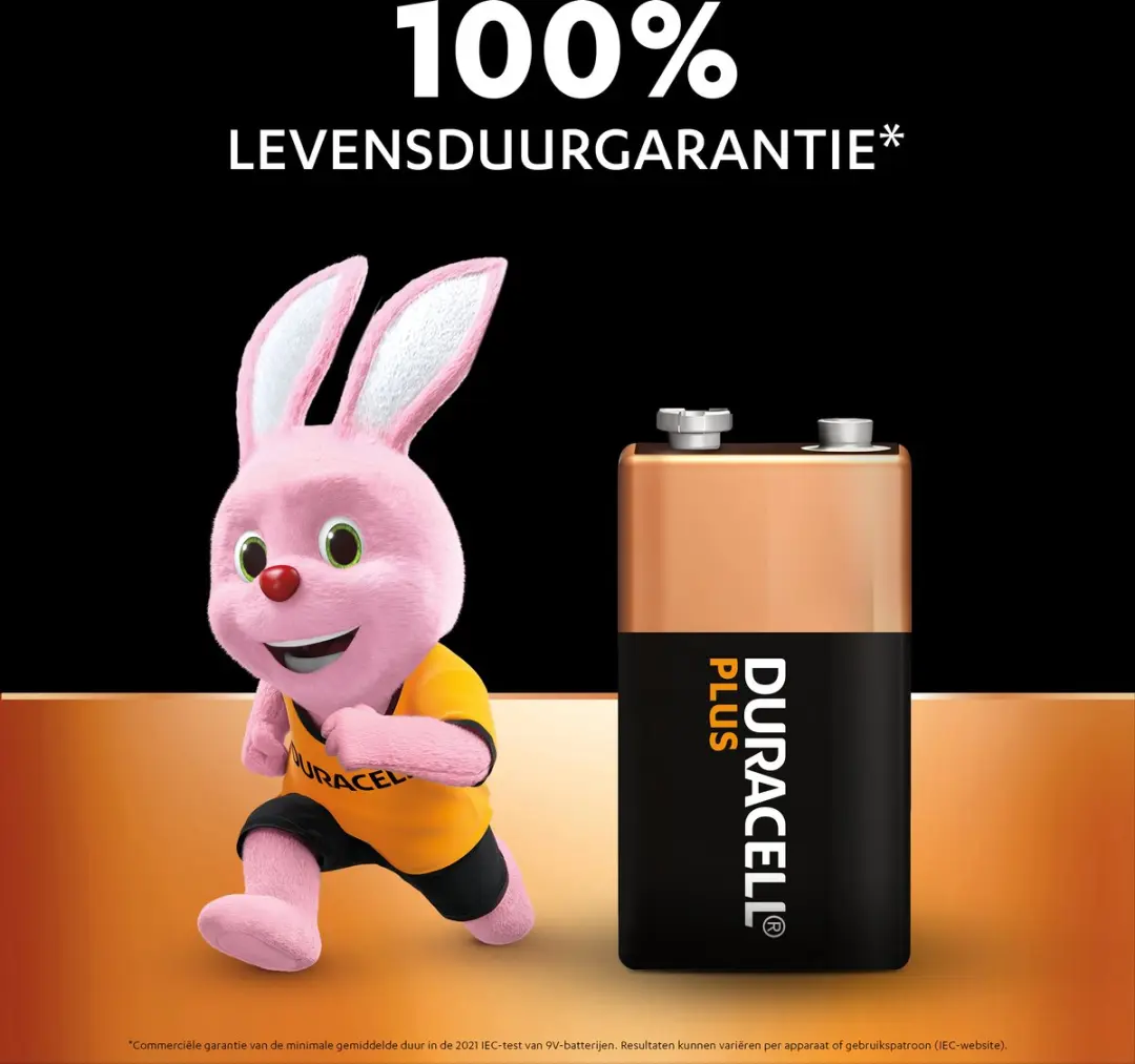 Duracell Plus 9V Alkaline Batterijen 2 Stuks
