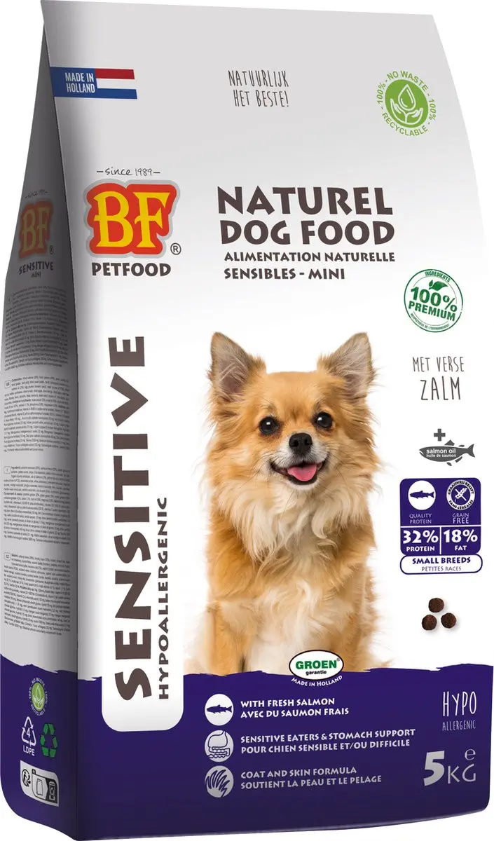 BF Petfood Adult Sensitive Kleine Rassen Graanvrij Hondenvoer 5kg