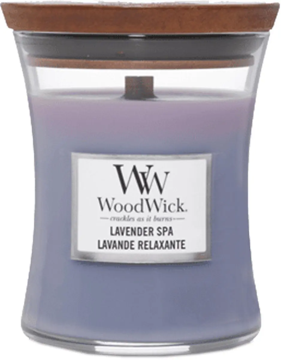 Woodwick Hourglass Geurkaars - Lavender Spa 60 uur - Paars - afbeelding 5 van 6