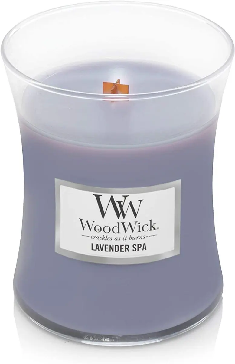 Woodwick Hourglass Geurkaars - Lavender Spa 60 uur - Paars - afbeelding 4 van 6