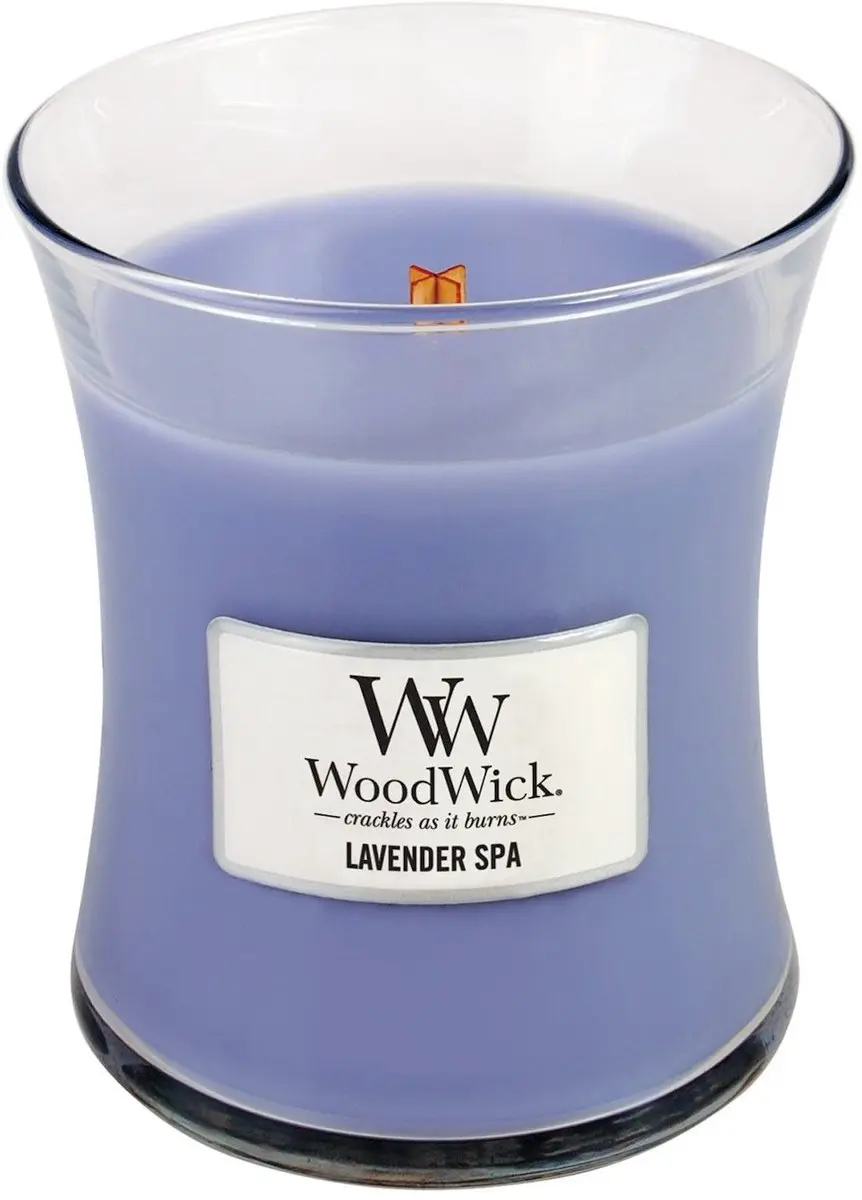 Woodwick Hourglass Geurkaars - Lavender Spa 60 uur - Paars - afbeelding 3 van 6