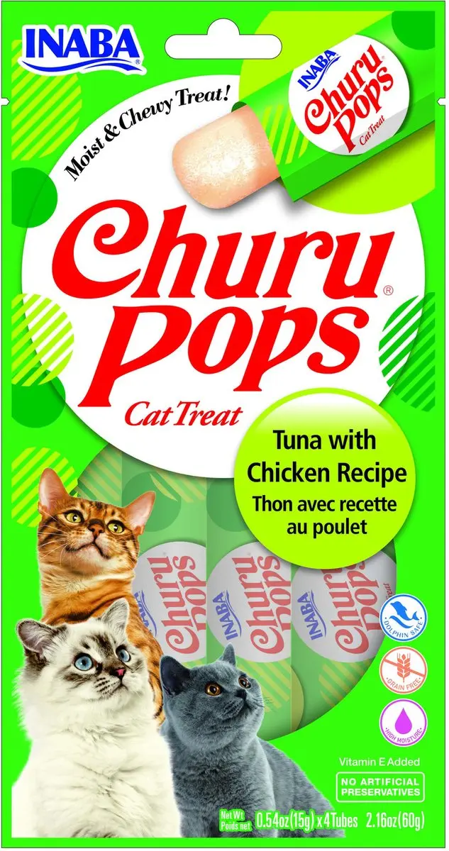 Inaba Pops Kattensnack Kip Tonijn - 4x15g