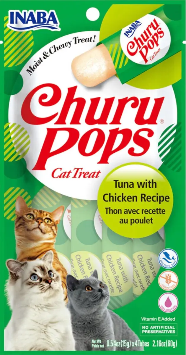 Inaba Pops Kattensnack Kip Tonijn - 4x15g