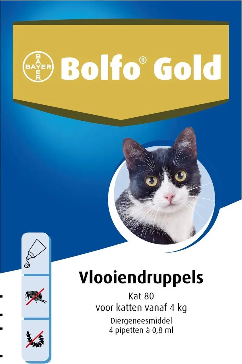 Bolfo Gold 80 Anti-vlooienmiddel Kat >4kg - 4 Pipetten - afbeelding 3 van 6