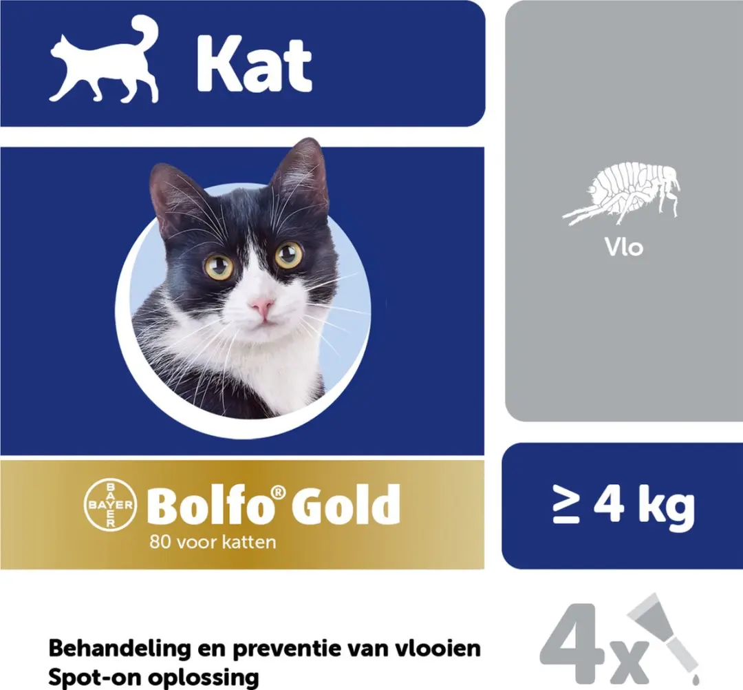 Bolfo Gold 80 Anti-vlooienmiddel Kat >4kg - 4 Pipetten - afbeelding 2 van 6