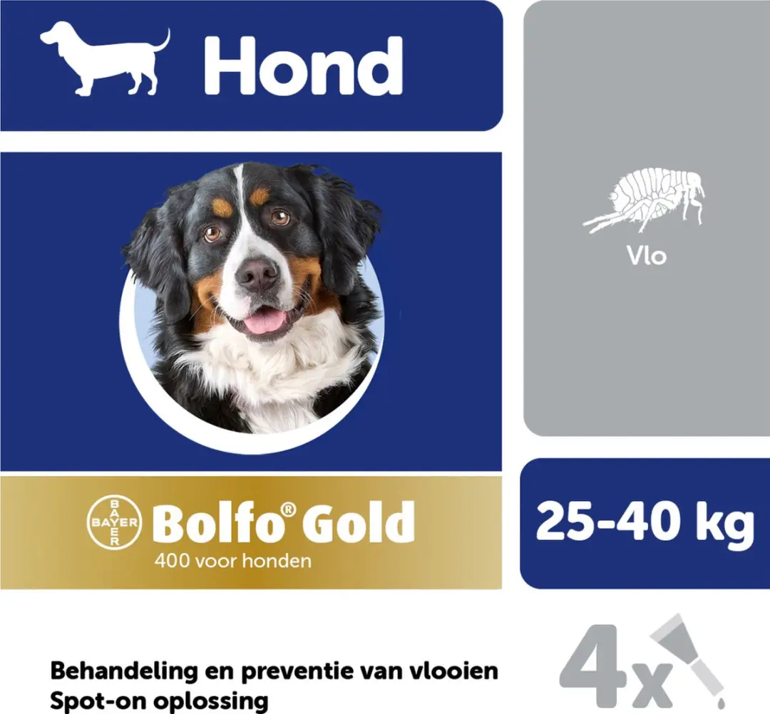 Bolfo Gold 400 Anti-vlooienmiddel Hond >25kg - 4 Pipetten - afbeelding 2 van 6