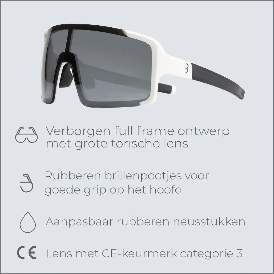 BBB Cycling Chester BSG-69 Fietsbril - Mat Wit Smoke - afbeelding 2 van 6