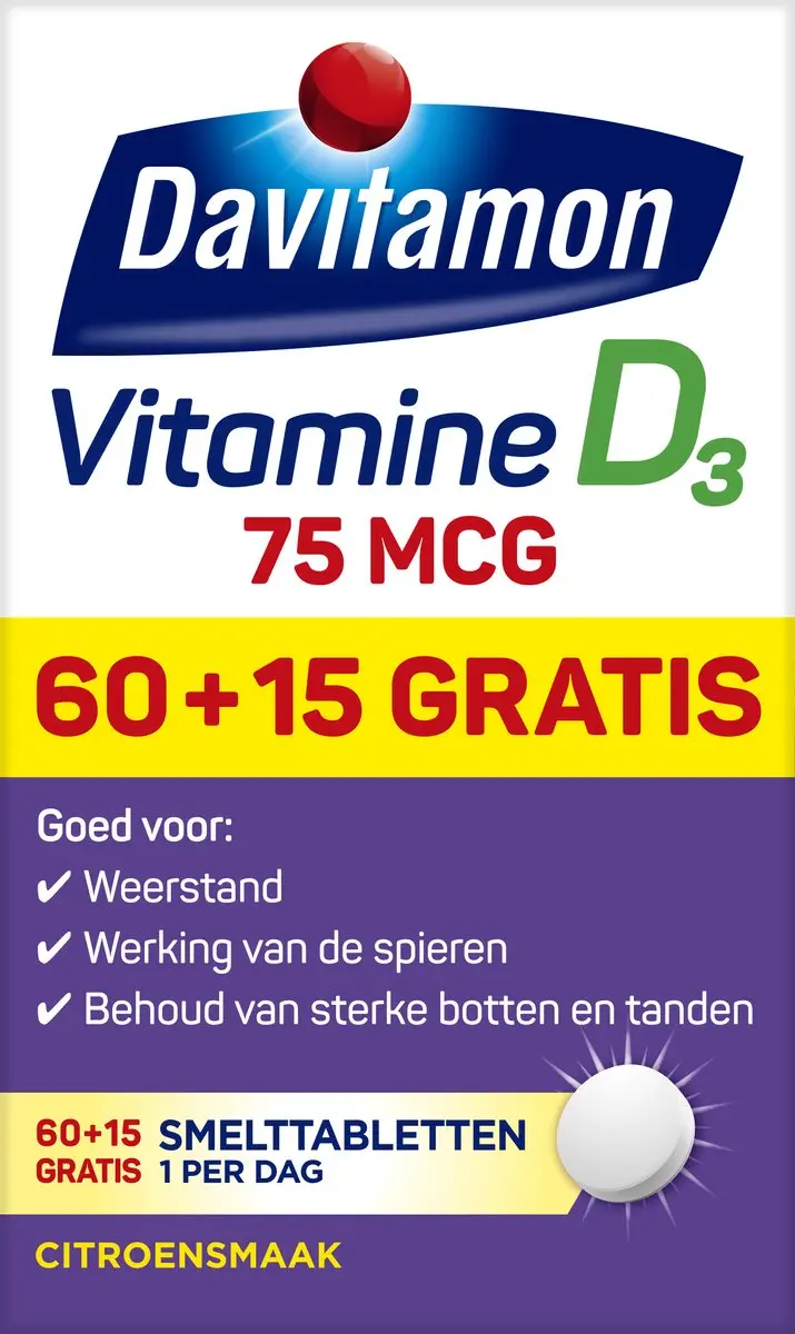 Davitamon Vitamine D3 75 mcg Smelttabletten