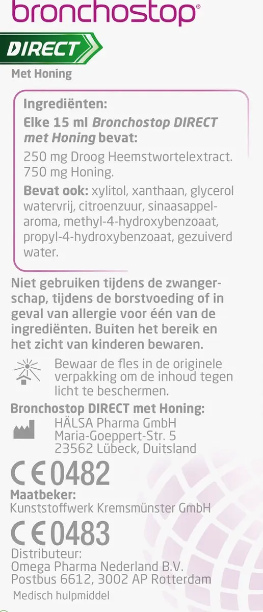Bronchostop Direct Hoestdrank 120ml - Met honing