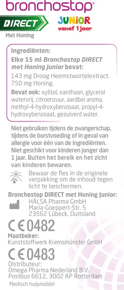 Bronchostop Direct Junior Hoestdrank 120ml - Met honing